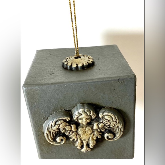 EMBELLISHED Hand Painted Cube Angel Christmas Tree Paper Mache Ornament Decor - Picture 3 of 6